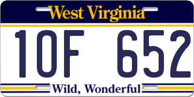 WV license plate 1OF652