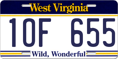 WV license plate 1OF655