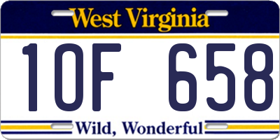 WV license plate 1OF658