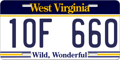 WV license plate 1OF660