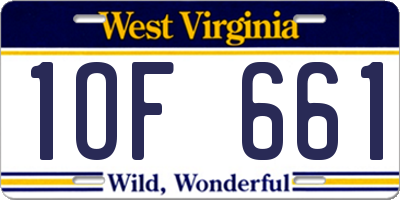 WV license plate 1OF661