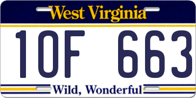 WV license plate 1OF663