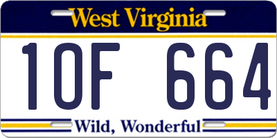 WV license plate 1OF664