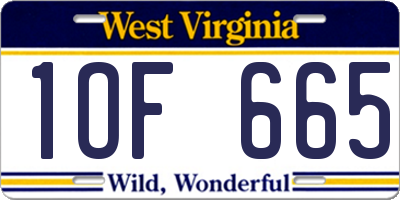 WV license plate 1OF665