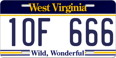 WV license plate 1OF666