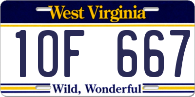 WV license plate 1OF667