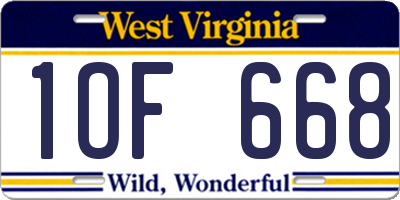 WV license plate 1OF668