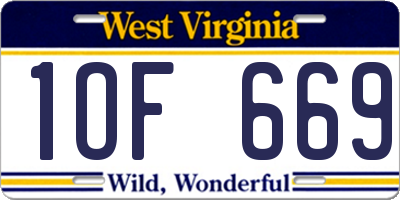 WV license plate 1OF669