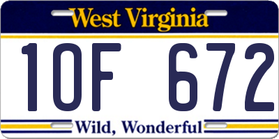WV license plate 1OF672