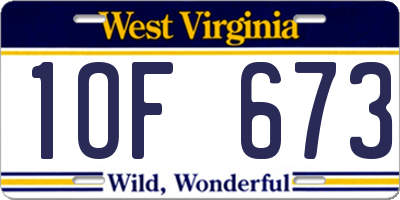 WV license plate 1OF673