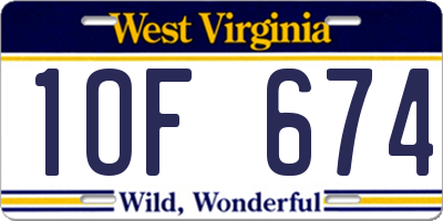 WV license plate 1OF674