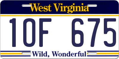 WV license plate 1OF675
