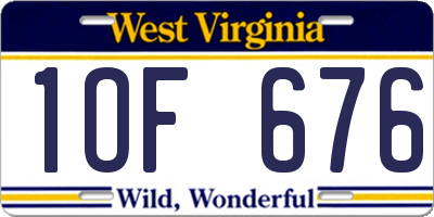 WV license plate 1OF676
