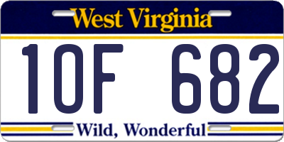 WV license plate 1OF682