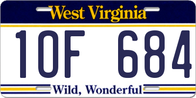 WV license plate 1OF684
