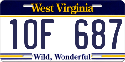WV license plate 1OF687
