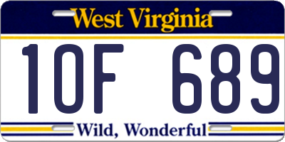 WV license plate 1OF689