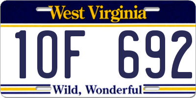 WV license plate 1OF692