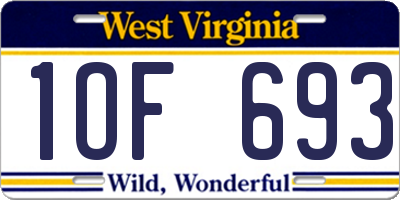 WV license plate 1OF693