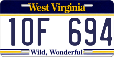 WV license plate 1OF694