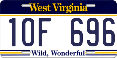 WV license plate 1OF696