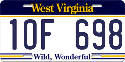 WV license plate 1OF698