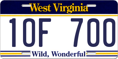 WV license plate 1OF700