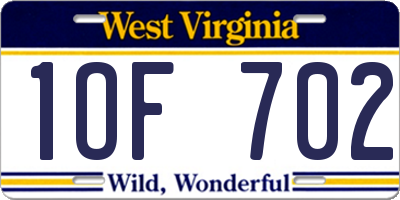 WV license plate 1OF702