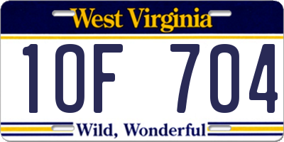 WV license plate 1OF704