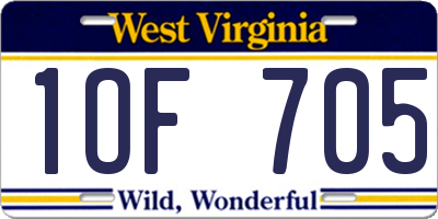 WV license plate 1OF705