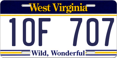WV license plate 1OF707