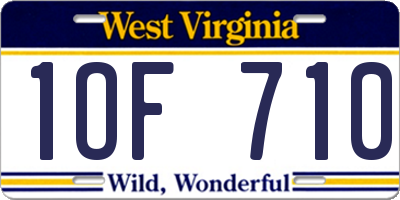 WV license plate 1OF710