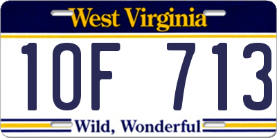 WV license plate 1OF713