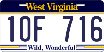 WV license plate 1OF716