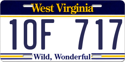 WV license plate 1OF717