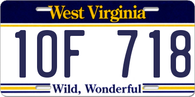 WV license plate 1OF718