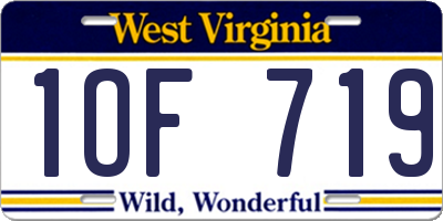 WV license plate 1OF719