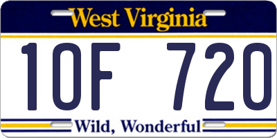 WV license plate 1OF720