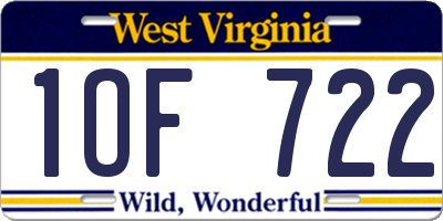 WV license plate 1OF722