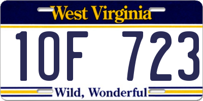 WV license plate 1OF723