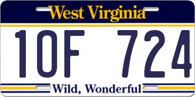 WV license plate 1OF724