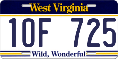 WV license plate 1OF725