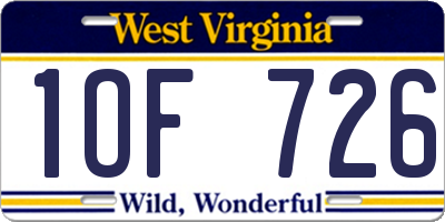 WV license plate 1OF726