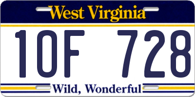 WV license plate 1OF728