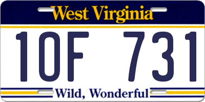 WV license plate 1OF731