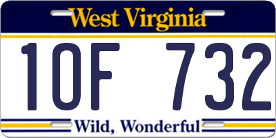 WV license plate 1OF732