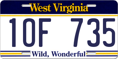 WV license plate 1OF735