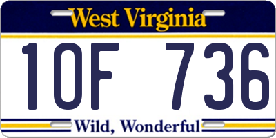 WV license plate 1OF736