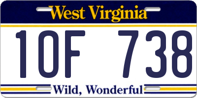 WV license plate 1OF738
