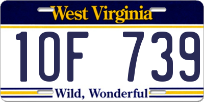 WV license plate 1OF739